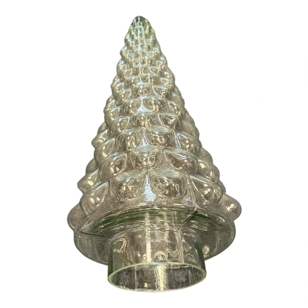 Pottery Barn Glass Tree Topper Unisex OS Clear New Bubble Textured Holiday Decor